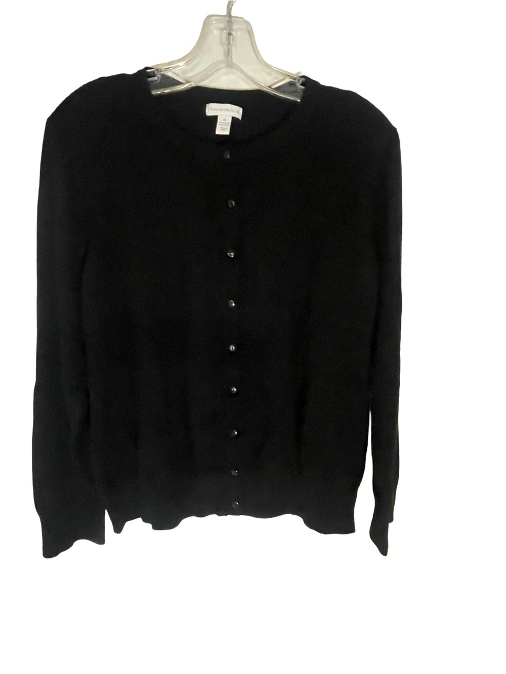 Charter Club Black Crewneck Button Front Cardigan